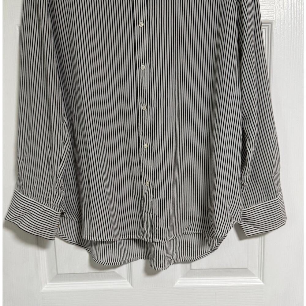 Everlane Women's 100%Silk Striped Button Down Long Sleeve Top Size 16 - Picture 3 of 12